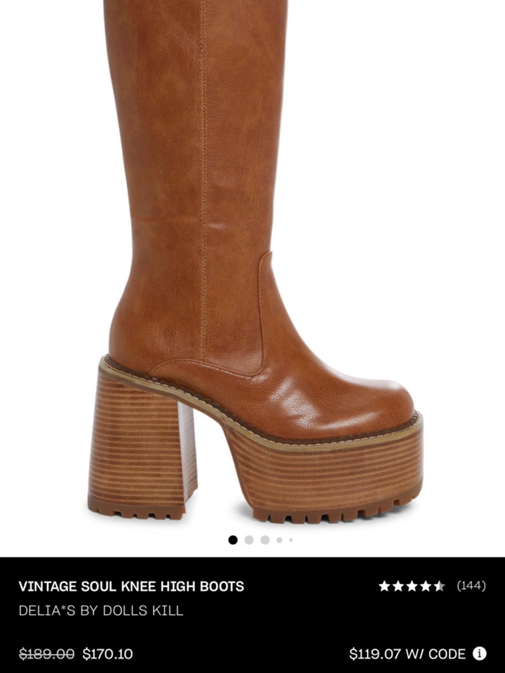 Dolls Kill Soul Knee High Platform Boots - Tan